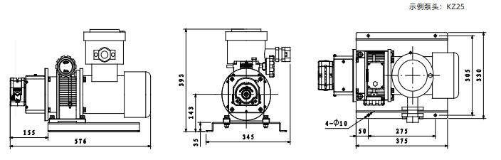 FG600S-W3防爆電機(jī)型蠕動泵尺寸圖